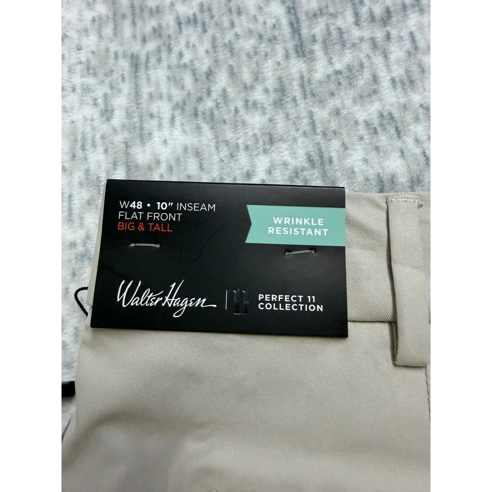 Walter Hagen Mens Light Khaki Perfect 11 Golf Shorts Big & Tall 48‎ MGA14400BT